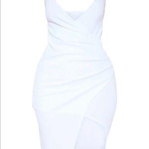 White Midi Thigh Split Dress